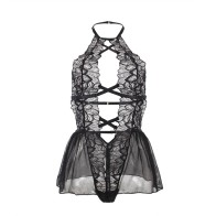 Subblime Teddy Cuello Halter Espalda Descubierta Encaje Negro L/XL