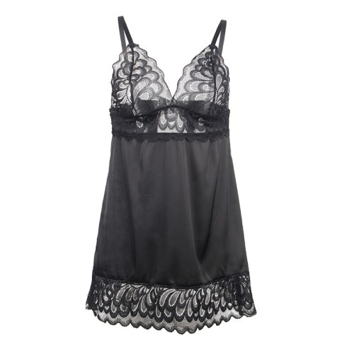 Subblime - Babydoll Con Estampado Floral Pecho Negro S/M - Elegancia Cautivadora