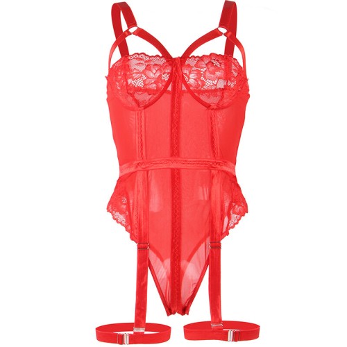 Subblime Teddy with Garter | Elegant Red Sensuality