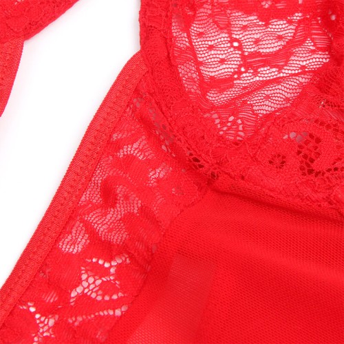 Subblime - Teddy Con Liga Detalle Encaje Y Tiras Rojo - Seducción Elegante
