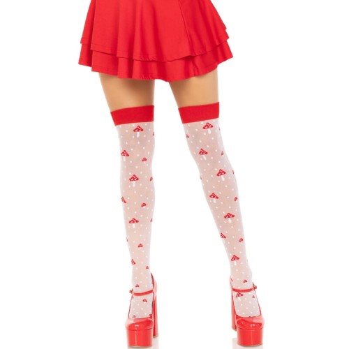 Leg Avenue - Calcetines Altos con Divertido Diseño de Champiñones