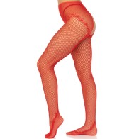 Leg Avenue Open Crotch Fishnet Stockings Red - Luxury Lingerie