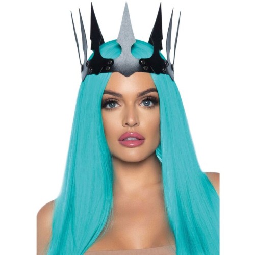 Maleficent Crown Black Faux Leather - Wicked Elegance