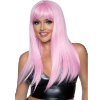 Leg Avenue Peluca Larga Lisa Con Flequillo Rosa