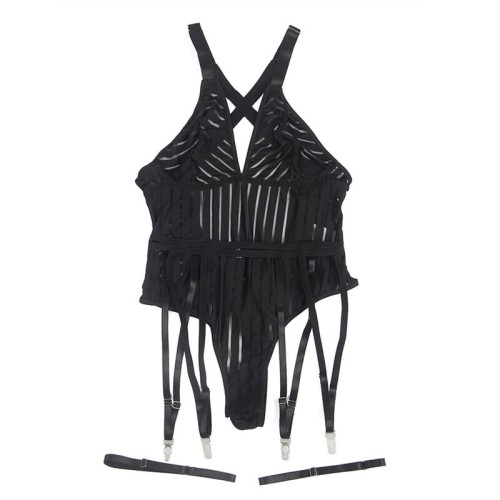 Body Negro Con Liguero Sublime - Elegancia y Seducción