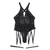 Sublime Black Body with Garters - Elegance and Seduction
