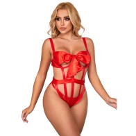 Body Sexy Calado Con Lazo Rojo Para Lucir Irresistible
