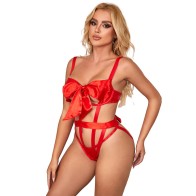 Body Sexy Calado Con Lazo Rojo Para Lucir Irresistible