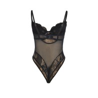 Sublime Open Crotch Lace Body Black - S/M