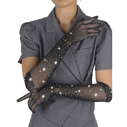 Guantes Transparentes Con Brillo Negro