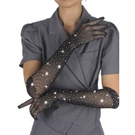Guantes Transparentes Con Brillo Negro