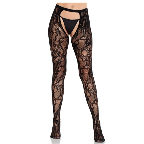 Leg Avenue - Lace Leggings Open Crotch Black