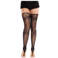 Leg Avenue Black Floral Lace Thigh High Stockings