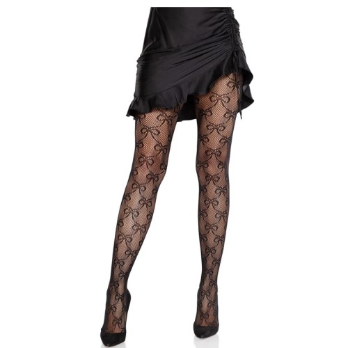 Leg Avenue Medias De Red Con Lazo Negro