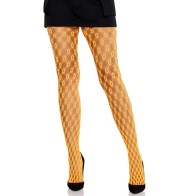 Bold Geometric Orange Lace Tights