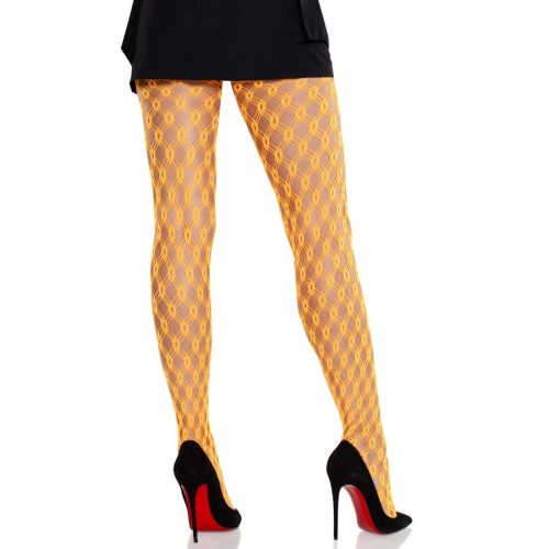 Bold Geometric Orange Lace Tights