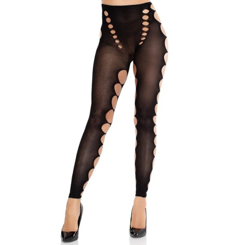Leg Avenue - Opaque Seamless Stockings with Foot Cut Black