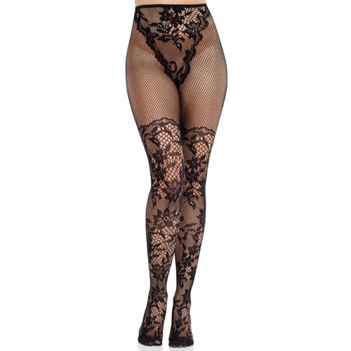 Leg Avenue Medias De Encaje Dahlia Negro