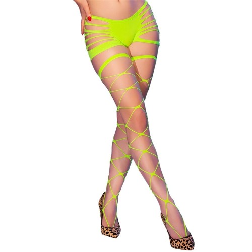 Chilirose Cr 4867 Fishnet Stockings Neon Green - Bold Fashion Statement