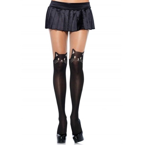 Leg Avenue Opaque Cat Design Pantyhose for Playfulness