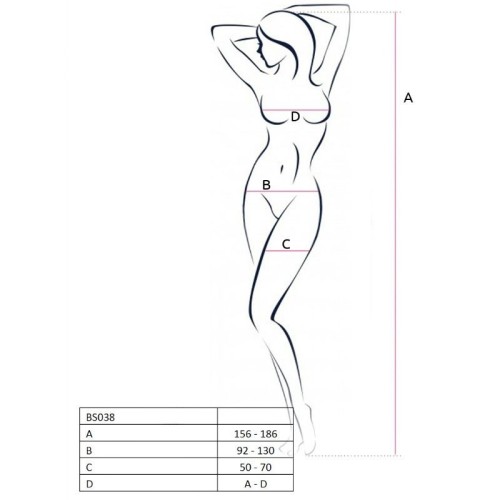 Passion - Woman BS038 Red Bodystocking - One Size