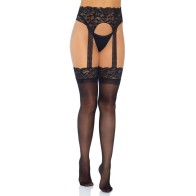 Leg Avenue Opaque Stockings with Garter - Elegant Lingerie