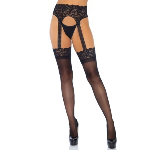Leg Avenue Opaque Stockings with Garter - Elegant Lingerie