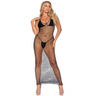 Maxi Fishnet Dress with Open Back