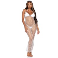 Leg Avenue Open Back Braided Net Maxi Dress White