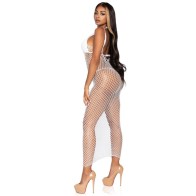 Leg Avenue Open Back Braided Net Maxi Dress White
