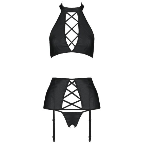 Passion Nancy Eco Leather Lingerie Set for Bold Seduction