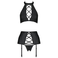 Passion Nancy Eco Leather Lingerie Set for Bold Seduction