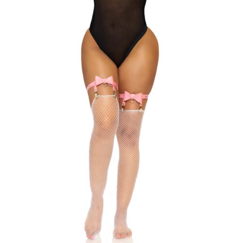 Leg Avenue - Vegan Leather Suspender Belt One Size - Pink