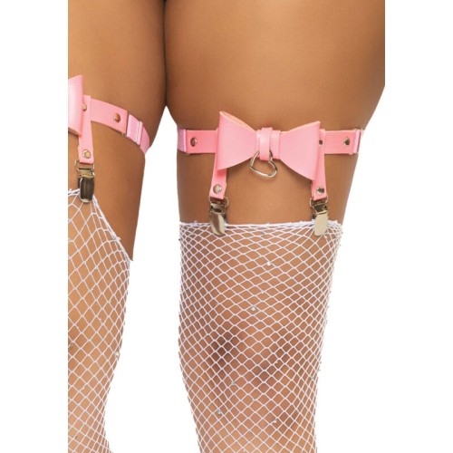 Leg Avenue - Vegan Leather Suspender Belt One Size - Pink