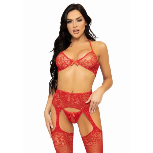 Elegant Three Piece Lingerie Set by Leg Avenue