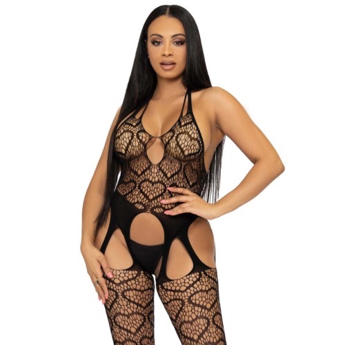 Leg Avenue Mesh Bodystocking with Hearts for Elegant Seduction
