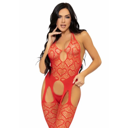 Leg Avenue Red Lace Bodystocking - Flirty Elegance