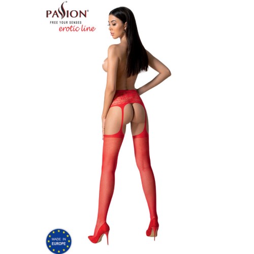 Passion S028 Red Suspender Stockings One Size