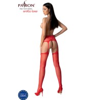 Passion S028 Red Suspender Stockings One Size