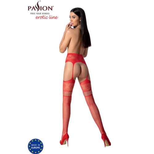Passion S030 Red Thigh Highs with Garter - Seductive Apparel