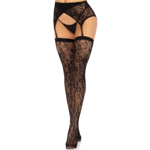 Medias Encaje & Liguero Negro de Leg Avenue