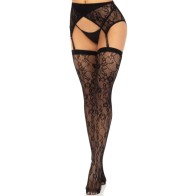 Medias Encaje & Liguero Negro de Leg Avenue