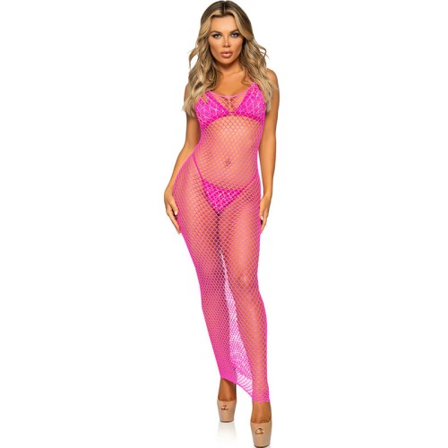 Vestido Largo De Rejilla Fucsia Leg Avenue - Elegancia Provocativa