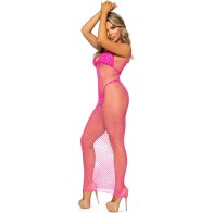 Vestido Largo De Rejilla Fucsia Leg Avenue - Elegancia Provocativa