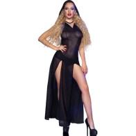 Chilirose - Cr 4685 Vestido Largo Con Capucha Negro L - Elegancia Sofisticada