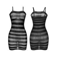 Sublime Black Striped Fishnet Dress for Irresistible Charm