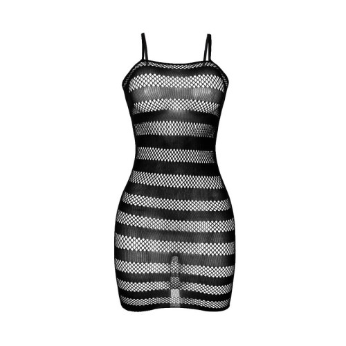 Sublime Black Striped Fishnet Dress for Irresistible Charm