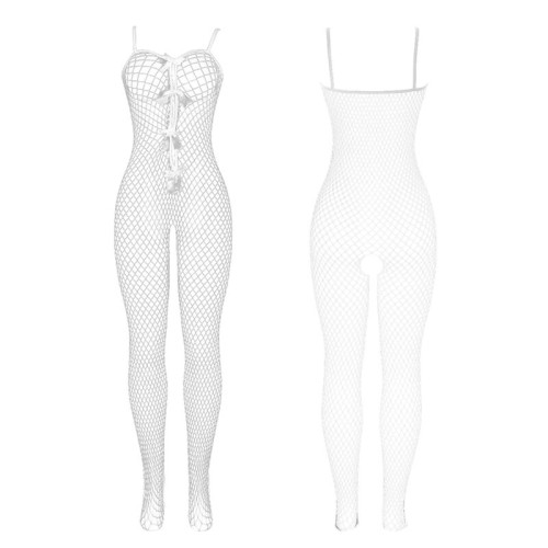 Sublime Crotchless Bodystocking Fishnet with Ribbons