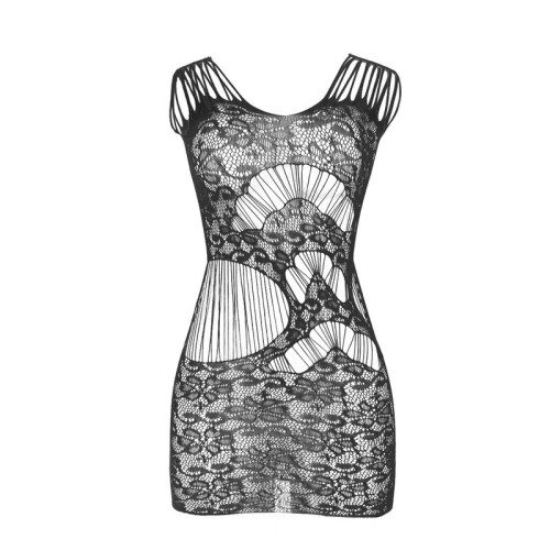 Subblime Long Mesh Dress Open Back Black