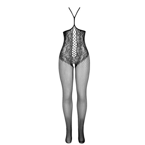 Subblime Fishnet Bodystocking Open Cup Halter Neck Black